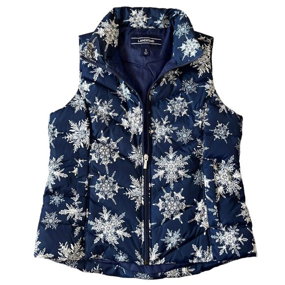 Lands' End Snowflake Puffer Vest Down Fill Winter - Picture 1 of 9